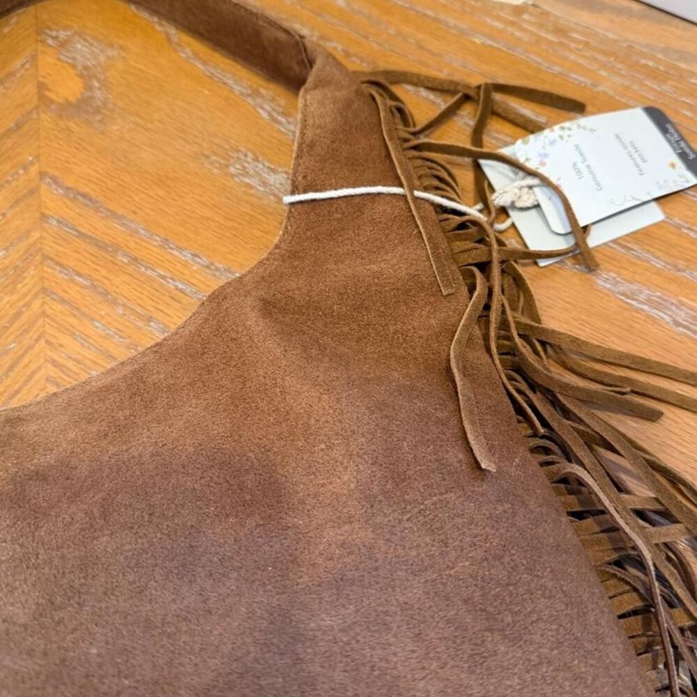 *SOLD* NWT Haute Hippie Tan Fringe Suede Hobo - Picture 6 of 8